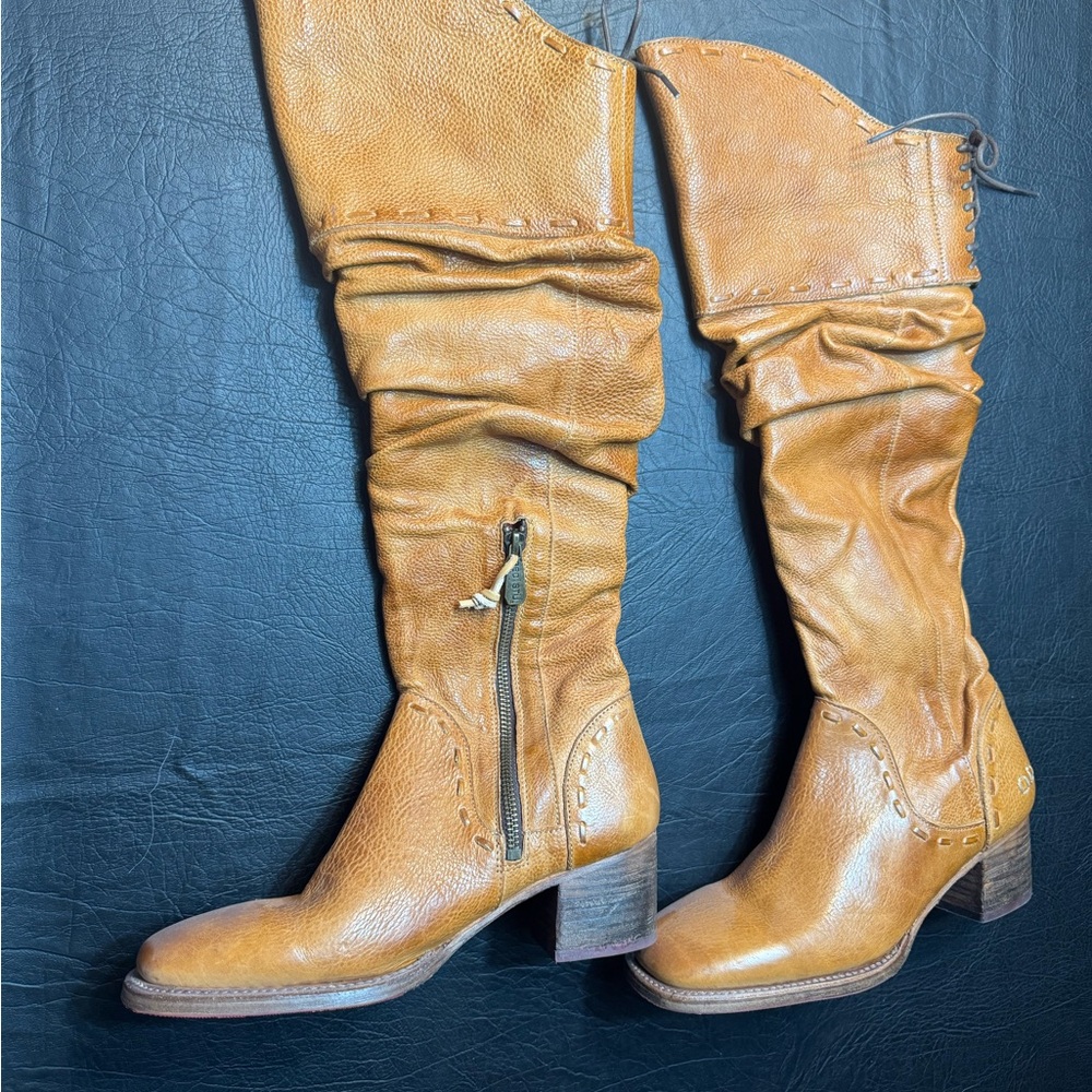 Bed Stu Women's Leilani Pecan Rustic Leather Tall Boots Size 8 NWOT